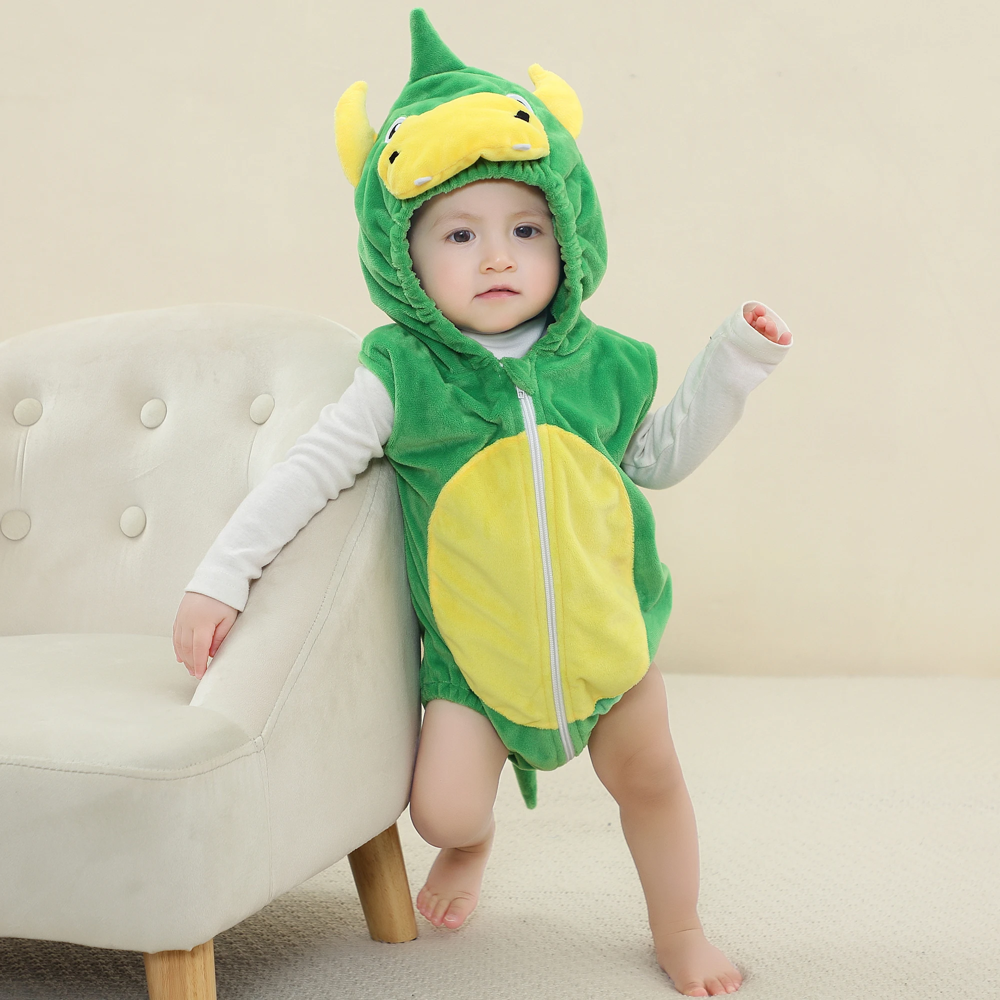 Nowe dziewczynek body jesienno-zimowe chłopięce ubrania Kawaii pomarańczowy lis Kigurumi Bebe zwierząt Cosplay kostiumy Halloween boże narodzenie