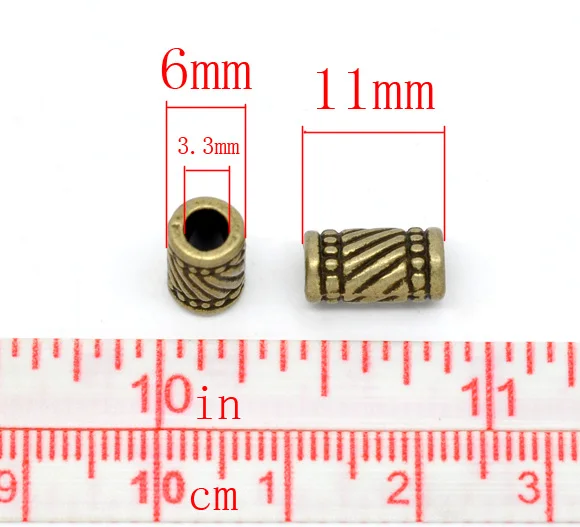 Handmade Metal Spacer Beads Geometrc Cylindrical Antique Bronze Color Loose Beads DIY Making Necklace Bracelet Jewelry Findings