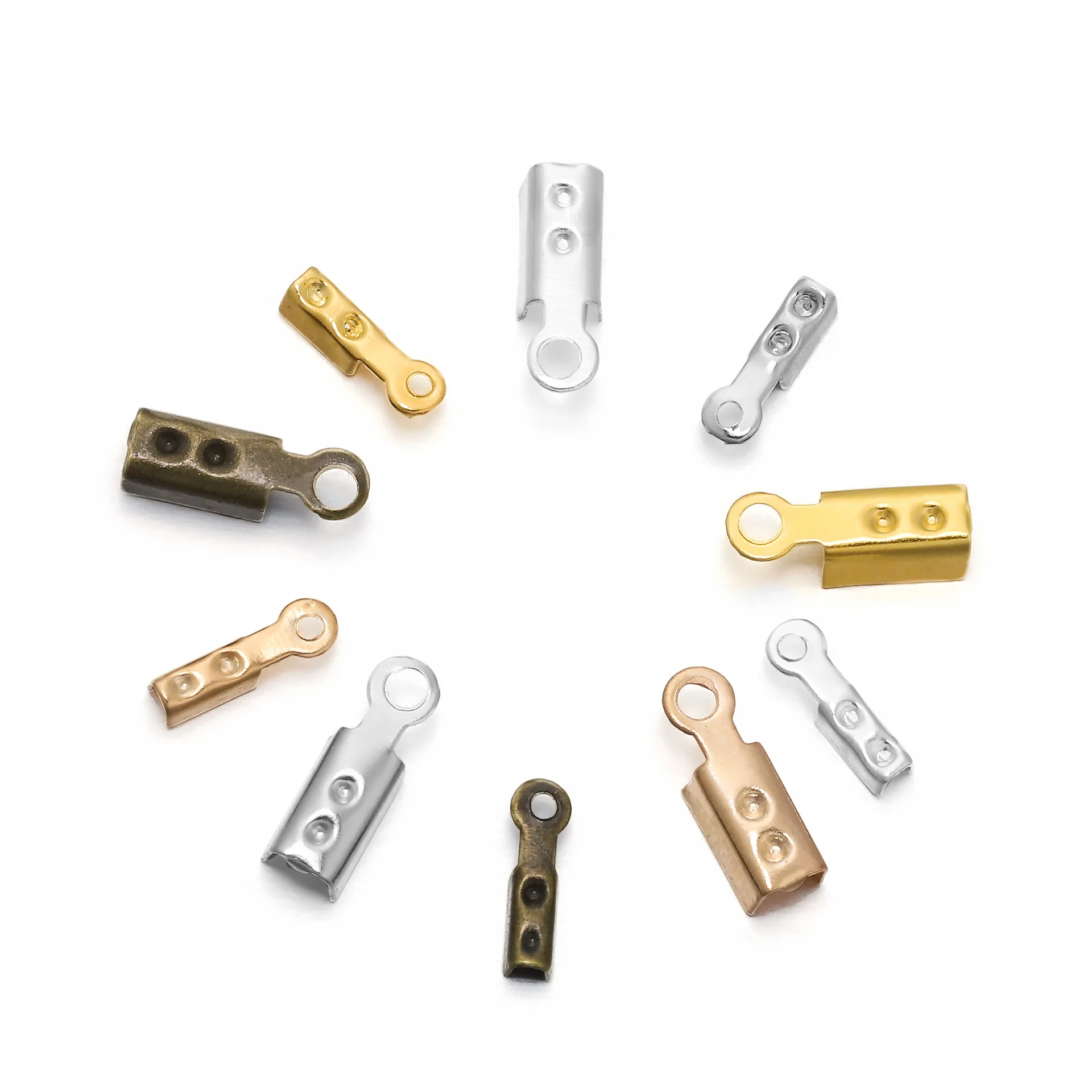 200pcs Hot Selling 2mm Flat Wax Thread Velvet Rope End Buckle Necklace Spinning Baotou Rope Buckle Accessories Wholesale