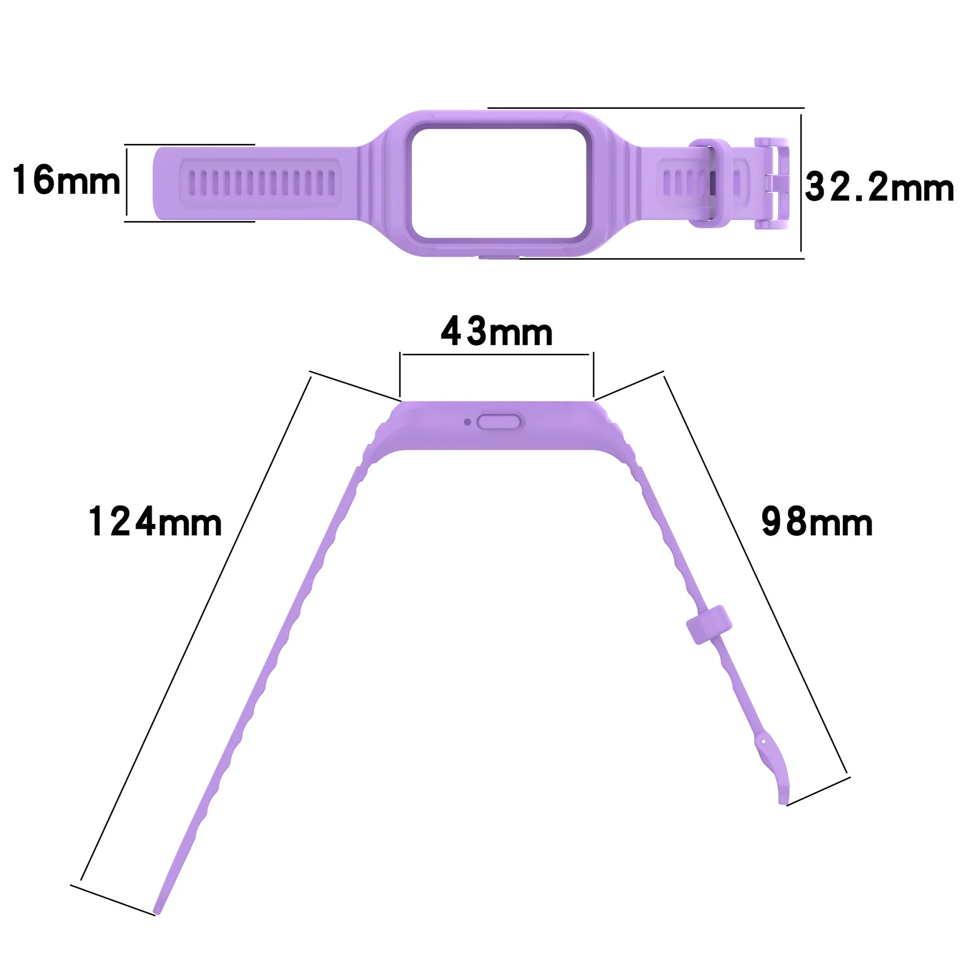 Integrated Silicone Watch Strap Suit for Samsung Galaxy Watch Fit3 Integrated Silicone Protective Strap with Pin Buckle