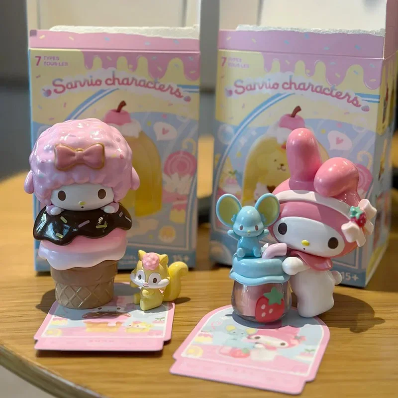 Sanrio Colorful Food Fun Series Blind Boxs Action Figure Kuromi Cute Creative Pochacco Collection Ornaments Toys Surprised Gifts