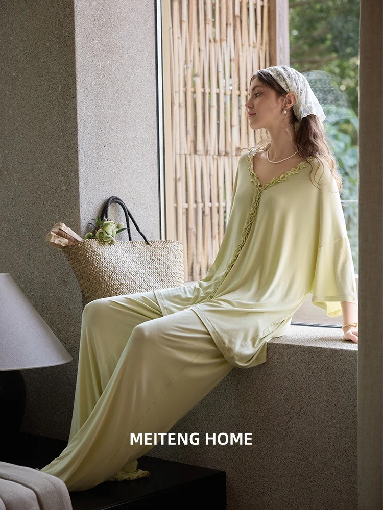 mittens-clear-shallow-flow-of-years-summer-modal-cotton-thin-sleepwear-women's-short-sleeve-design-soft-home-clothes