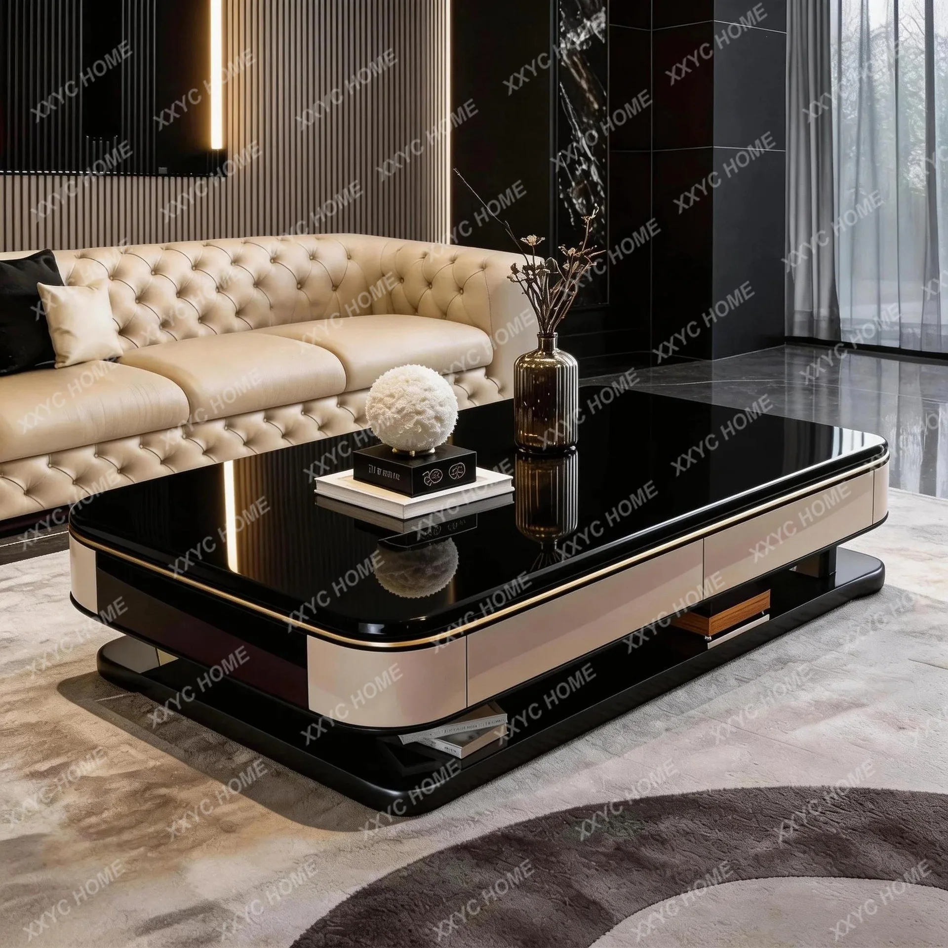 PG  modern light luxury living room marble household microcrystalline stone senior villa tea table