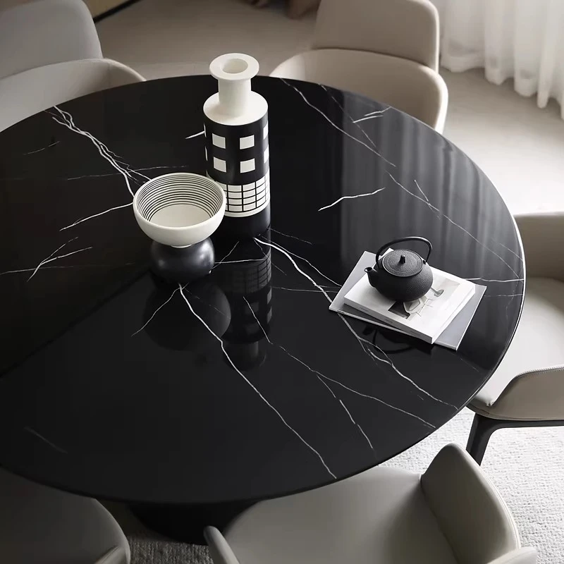 Round Coffee Dining Table Kitchen Marble Chairs Mobile Dining Table Space Saving Modern Mesas De Comedor Living Room Furniture