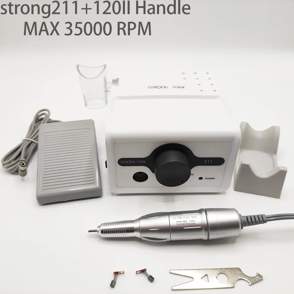 65W Strong Max 211 Electric Nail Drill 35K 45K STRONG210 102L 120II 102LN Handpiece Pedicure Machine Professional Nail Equipment