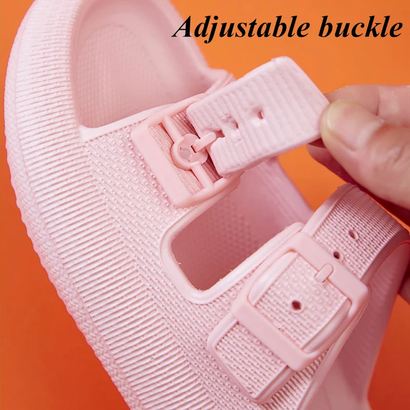 Summer Adjustable Buckle Platform Slippers Women Non Slip Home Cloud Slipper Woman Eva Soft Sole Pillow Slides Sandals 36-45