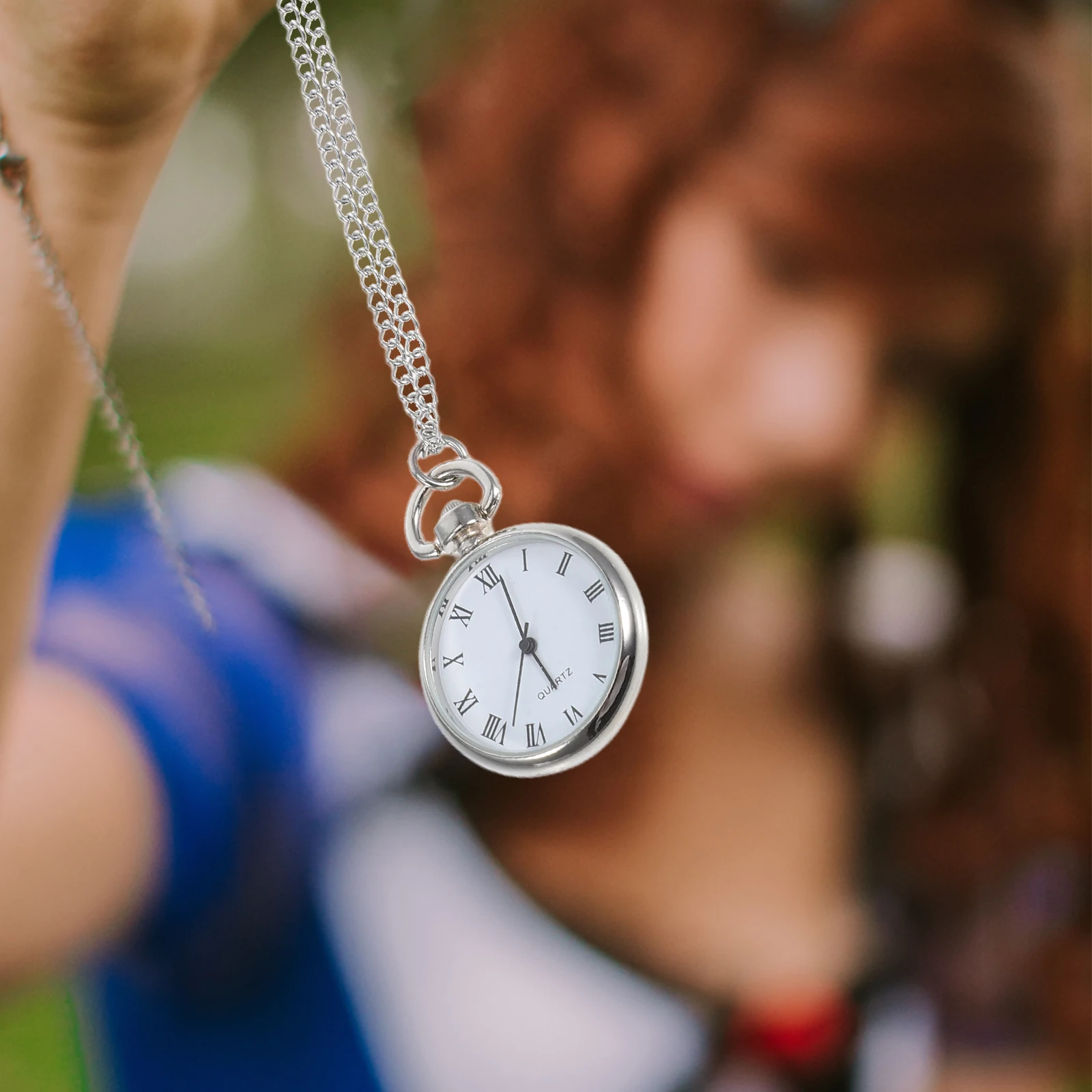 

Pocket Watch Necklace Hanging Chain Alloy Glass Women Lapel Precise Timing Decorative Temperament Casual Design