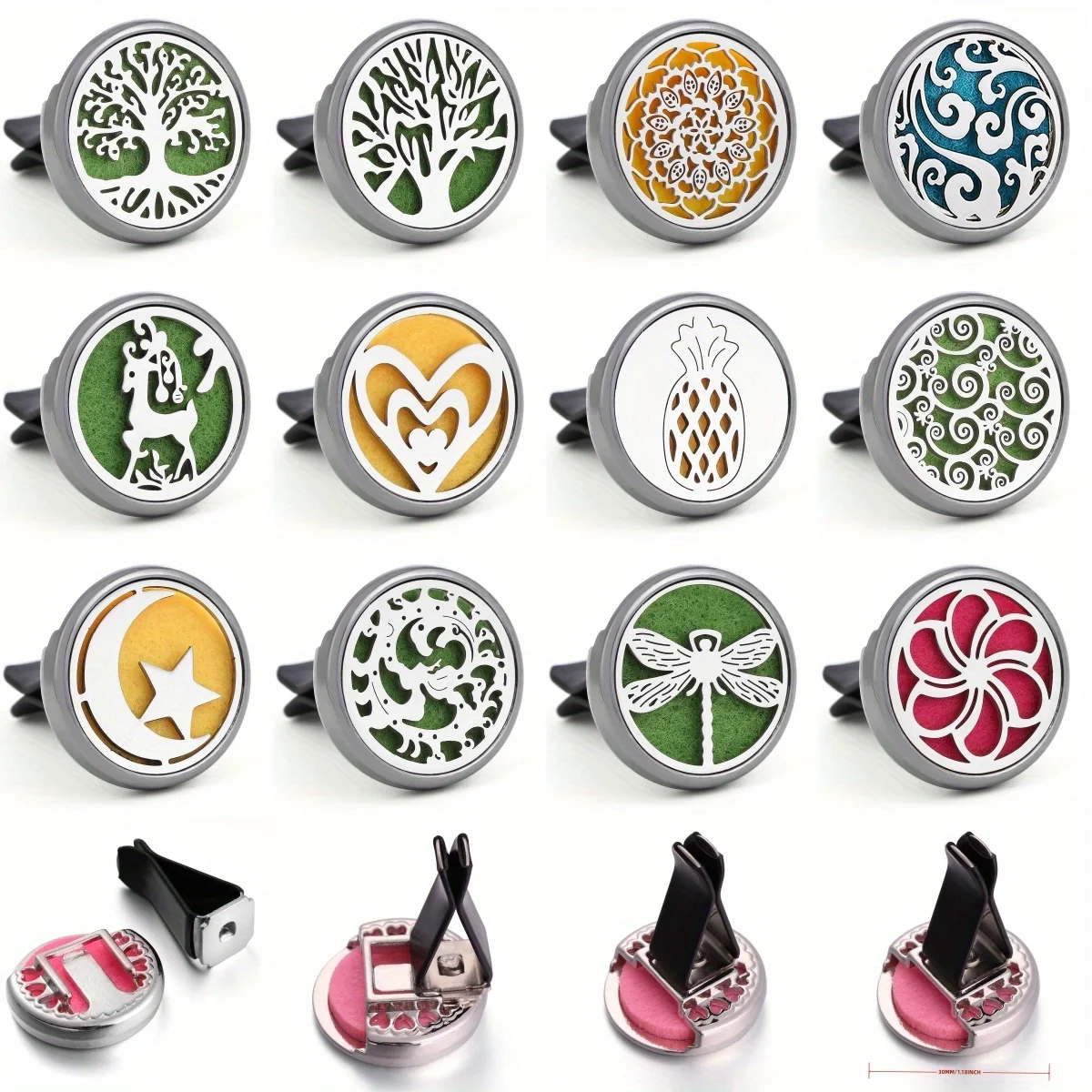 

1 Set Refillable Car Air Freshener Diffuser Clip - Auto Interior Accessories with 10 Pads - No Fragrance Source Included