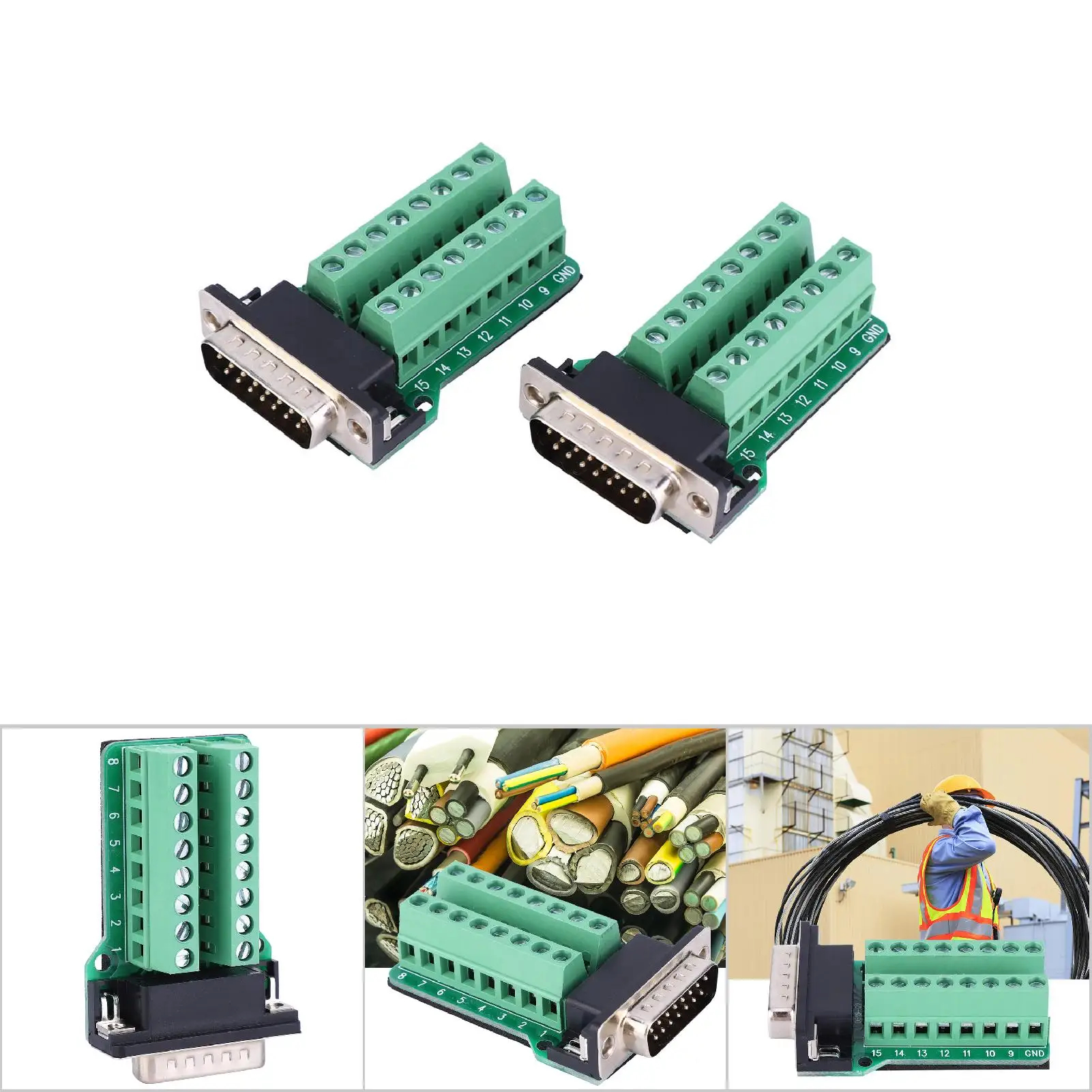 DB15-G2-00 DB15 to Terminal Block Board Male Connector Riveting Tooth Type DB15 Terminal Board Terminal Block DB15 Terminal