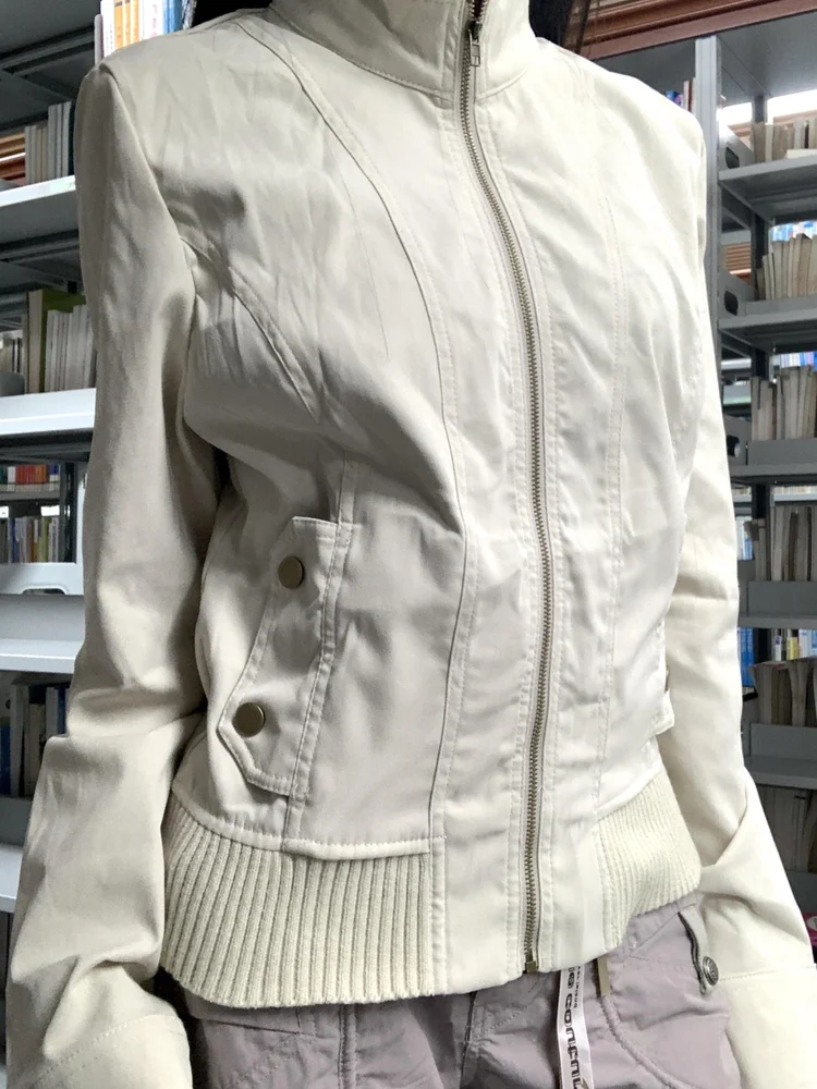 

American Retro Workwear Jacket Women's Slim Fit Stand Collar Spring Autumn Neutral Design Sense Optimal Polyester Fiber