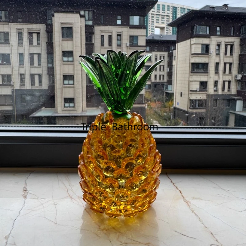 1pc Glass Pineapple Ornament, Home Decoration, Fruit Desktop Decoration, Glass Fruit Shaped Handicrafts, Entryway Decorations