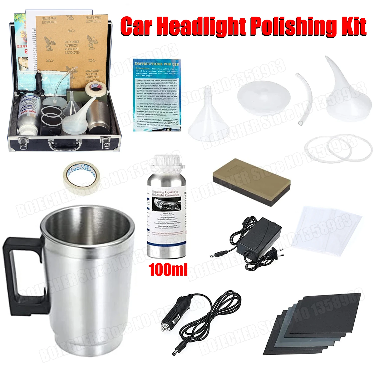 Car Headlamp Polishing Restoration Tool Headlight Cleaning Polisher Kit Chemical Liquid Polymer Scratch Remover Cars Accessories