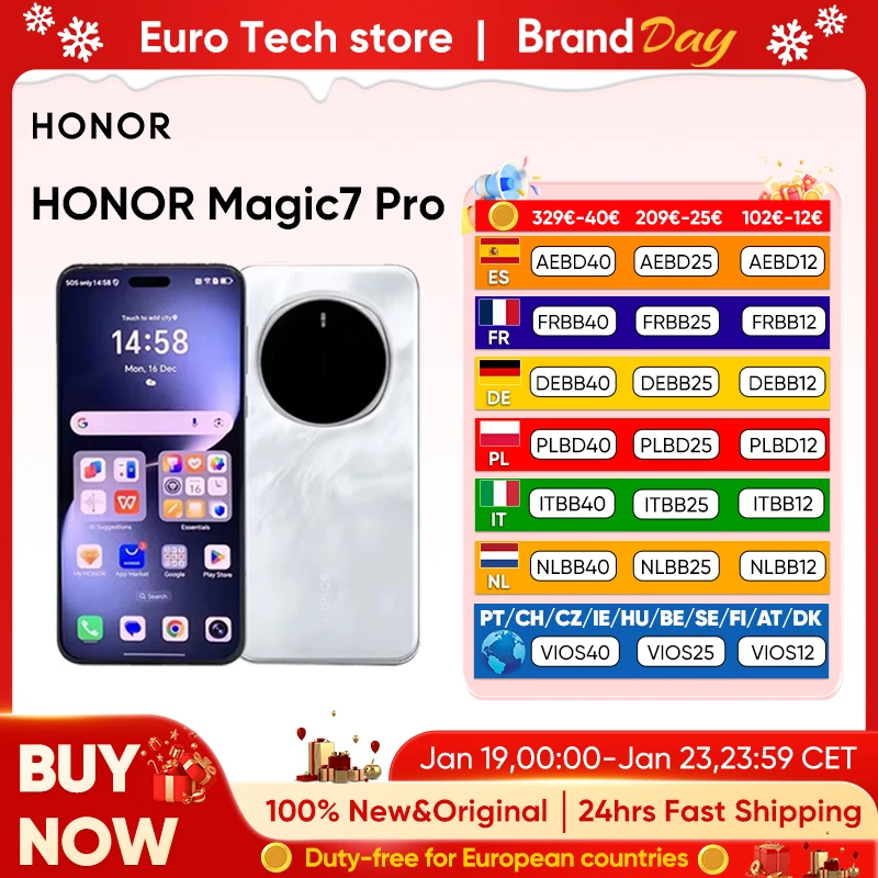 2025 NOUVEAU HONOR Magic7 Pro 5G Smartphone Snapdragon 8 Elite 6.8 ''120Hz LTPO Écran 100W Charge Version mondiale HONOR Magic 7 Pro