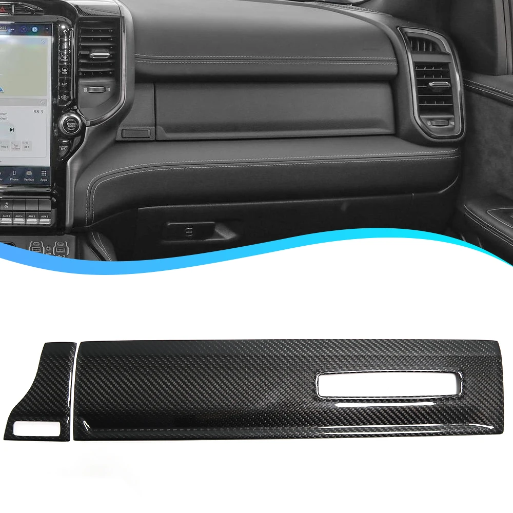 

For Dodge Ram 1500 TRX Limited Laramie Rebel 2019-2023 Passenger Glove Box Cover Trim Real Carbon Fiber Interior Accessories