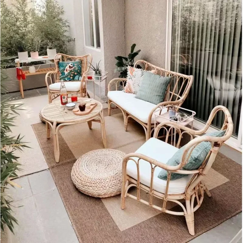 Japanese-style Simple Coffee Table Books Creative Rattan Coffee Table Handmade Side Table Natural Material Furniture Living Room