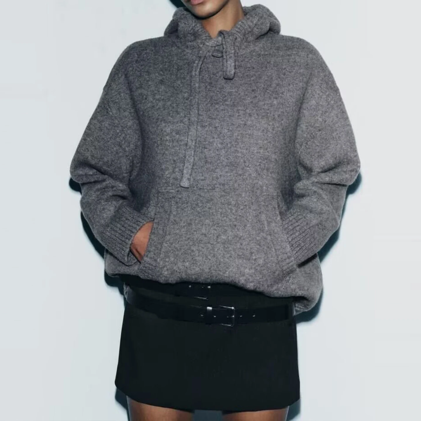 Z Faionable Casual Loose Strick-Sweatshirt für Damen 2025, neuer Sle, vielseitiger, bequemer langer Sve-Hoodie