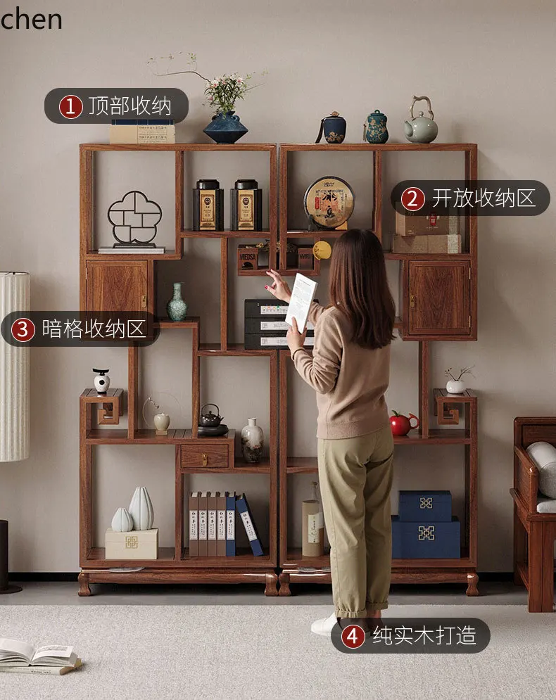 ZML Solid Wood Display Cabinet Office Display Cabinet Living Room Wine Cabinet Partition Display