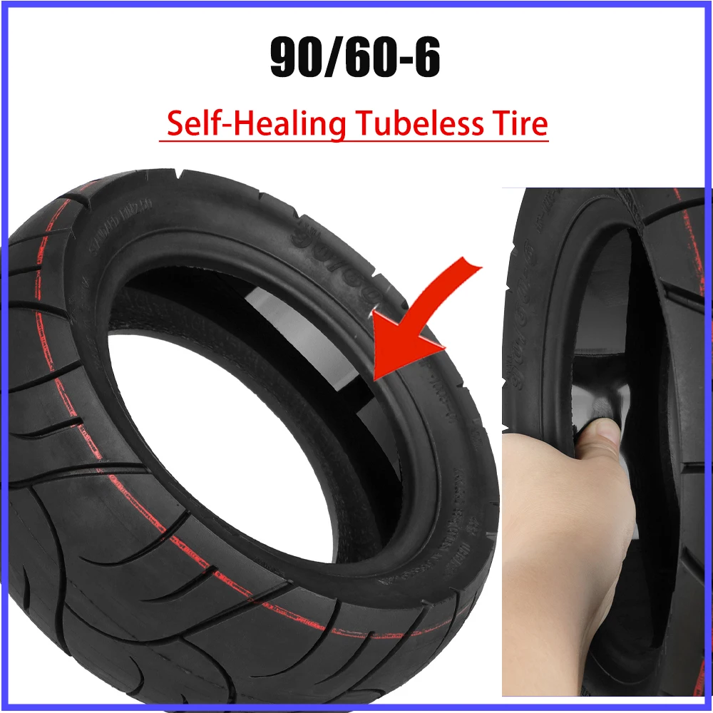 

90/60-6 Road Tubeless Tire Self-Healing For Electric Scooter Vacuum Built Self-repair Glue Tire Non-slip Thicker Tyre
