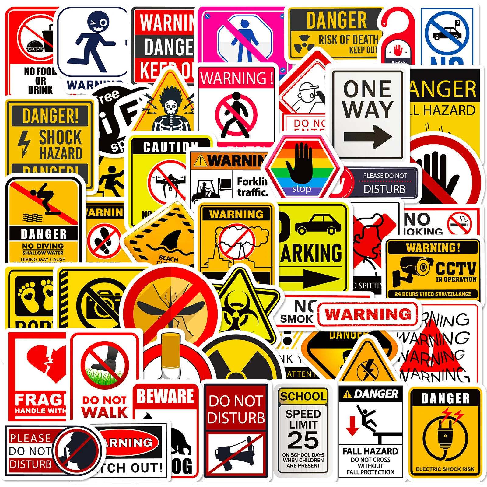 100 realistic warning signs, object recognition, children\'s stickers, stickers