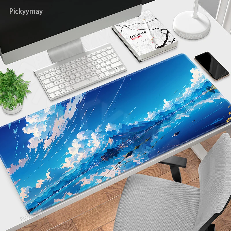 Sky Clouds Large Mouse Mat Gaming Mousepad Big Gamer Mousepads 90x40cm Rubber Keyboard Mats Desk Pad Anime Scenery Mouse Pads