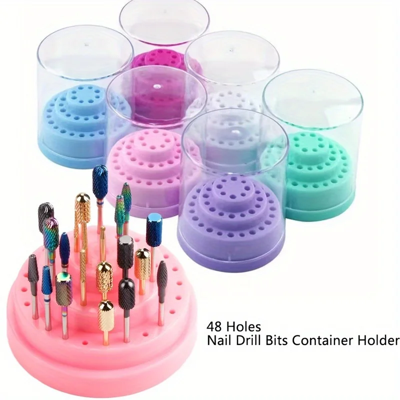 1pc Nail Drill Bit Holder XC Grit Tapered Bits Acrylic Cover Box Manicure Pedicure Nail Art No Scent Machine Accessory Tool Kit