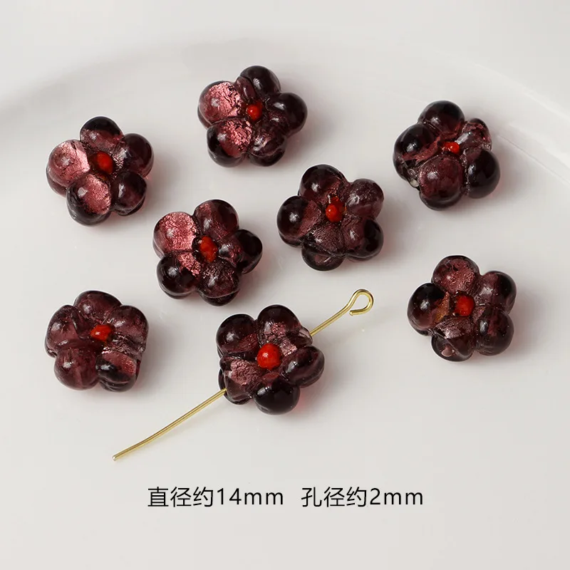 5pcs/lot 14MM Flower Lampwork Beads Translucent Loose Beads Colorful Beads For Jewelry DIY Making Bracelet Necklace Accessories