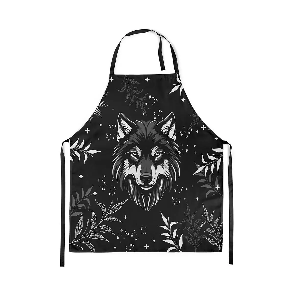 

Wild Wolf Aprons,Starry Sky Kitchen Cooking Baking Apron Animal Plant Waterproof Aprons for Women and Men Mysterious Apron