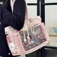 Nuevo bolso Ita japonés Y2K, bolso grande de hombro transparente para chica Lolita, bolso cruzado informal de gran capacidad, bolsos de exhibición DIY