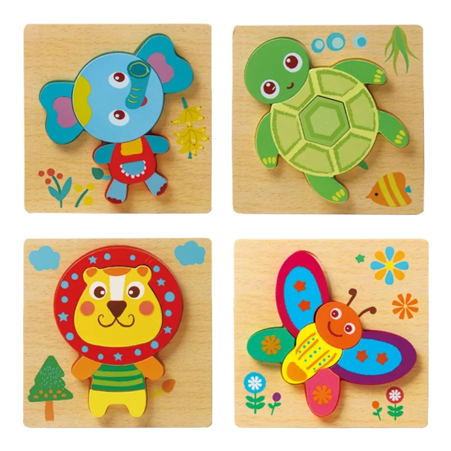 Wooden 3D Puzzle Cartoon Animal Number Board Baby Early Education Puzzle Children\'s Enlightenment Toys