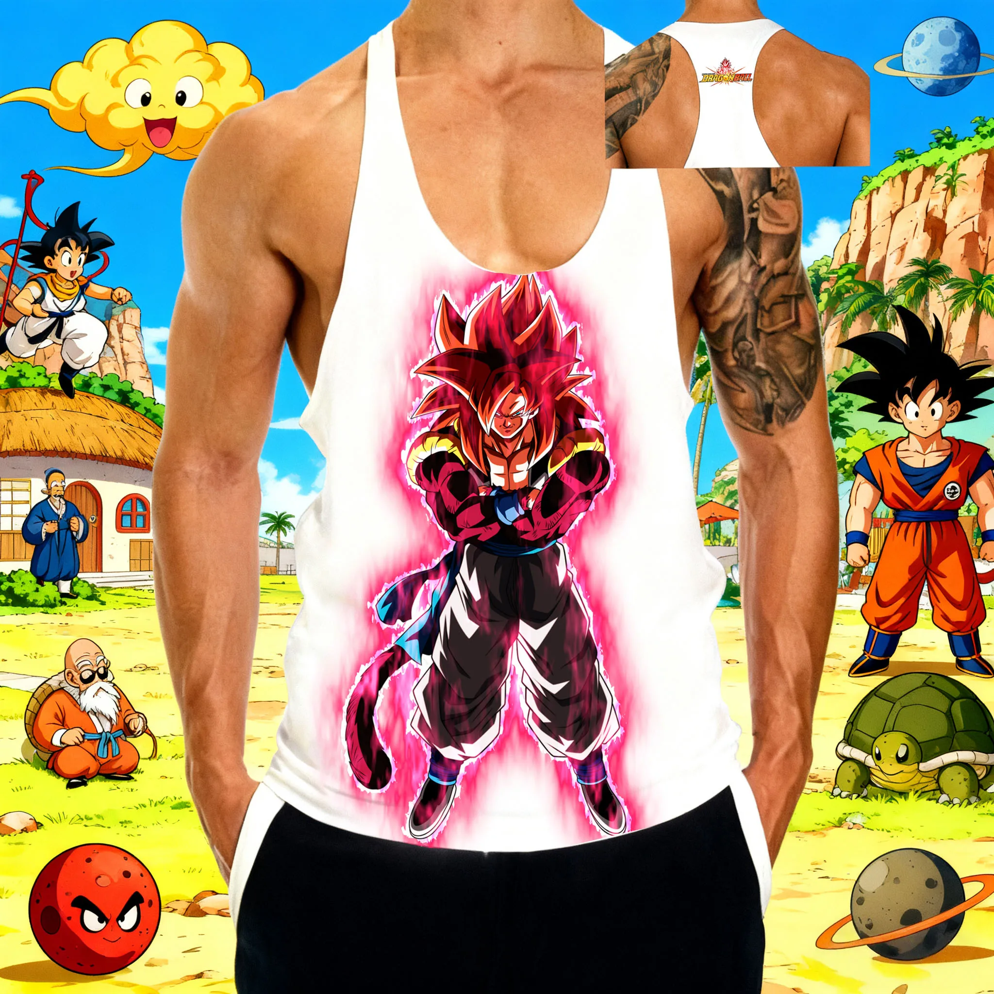 

Popular Anime "Dragon Ball" Wujita Pattern Print 2025 Summer New Hot Selling Men's Sports Gym Breathable Cotton Sleeveless Vest
