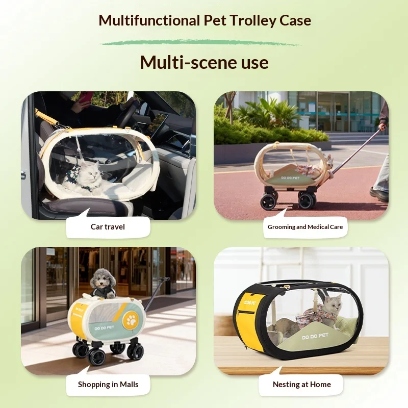 Maleta transportín transparente con ruedas para perros y gatos de viaje - imagen 3