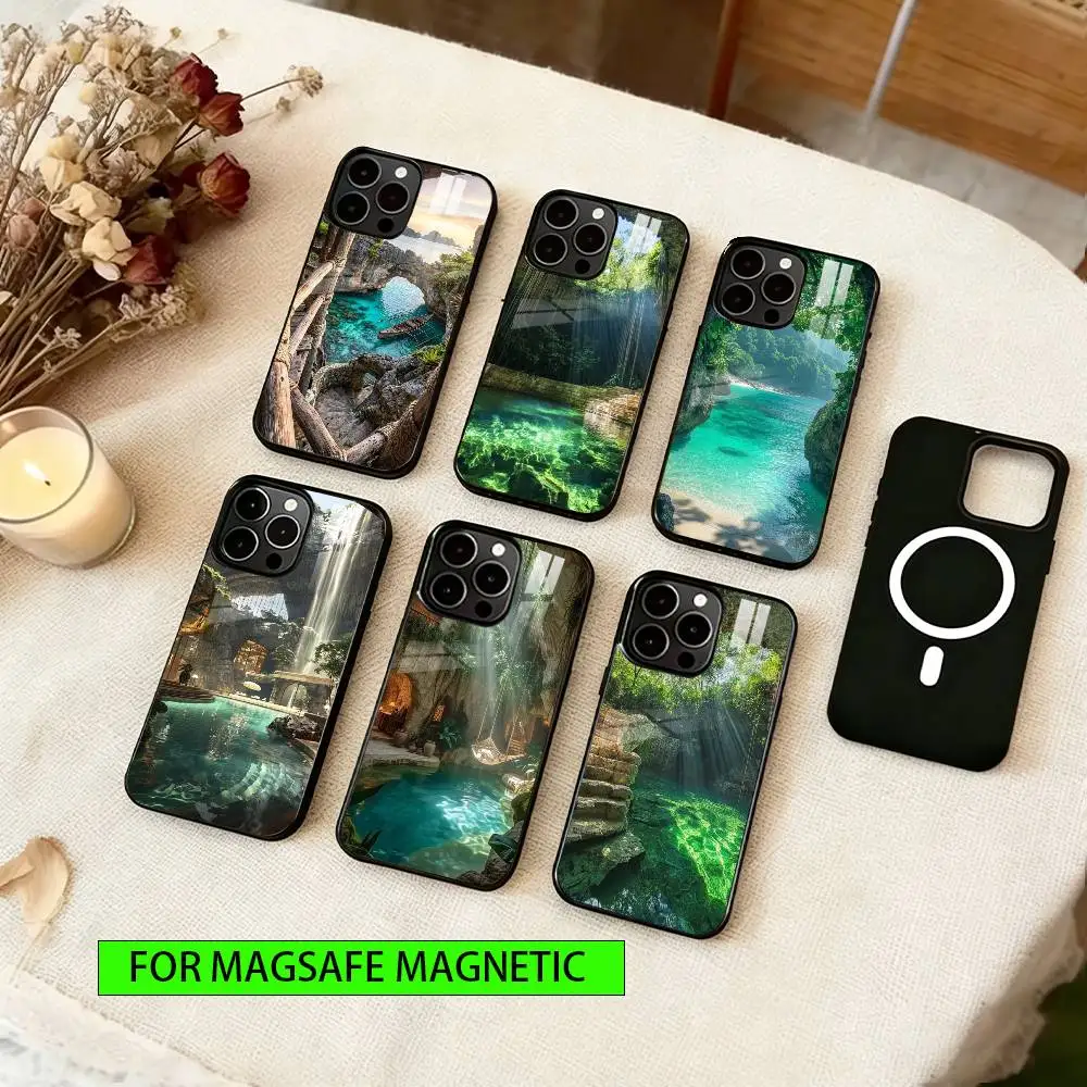 

Secret Island Phone Case For iPhone17,16,15,14,13,12,11 Plus,Pro Magnetic with Magsafe Wireless Charging