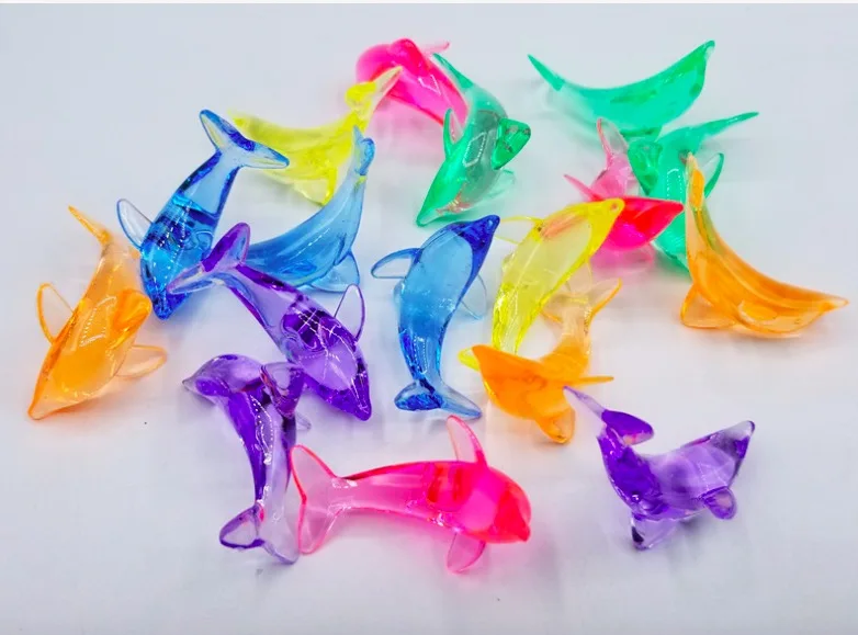 Camal 10PCS 46mm Colorful Acrylic Dolphin Pendant Hanging Ornament Children Kids Amusement Park Toy Home Party Decor Funny Gift