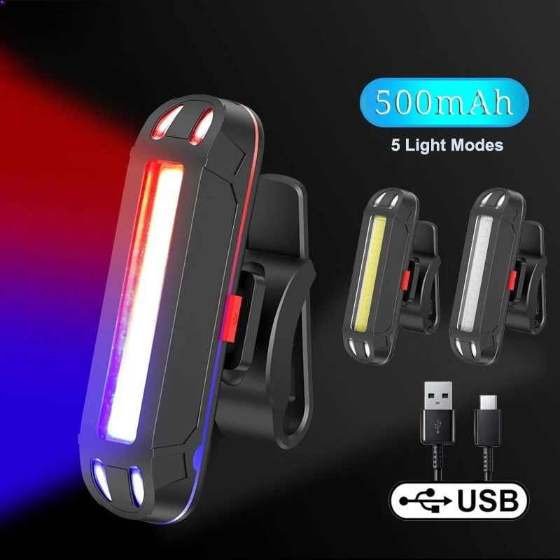 Lanterna Traseira de Bicicleta Super Brilhante LED Recarregável USB para Selim e Garfo - Luz de Segurança e Advertência para Bicicleta