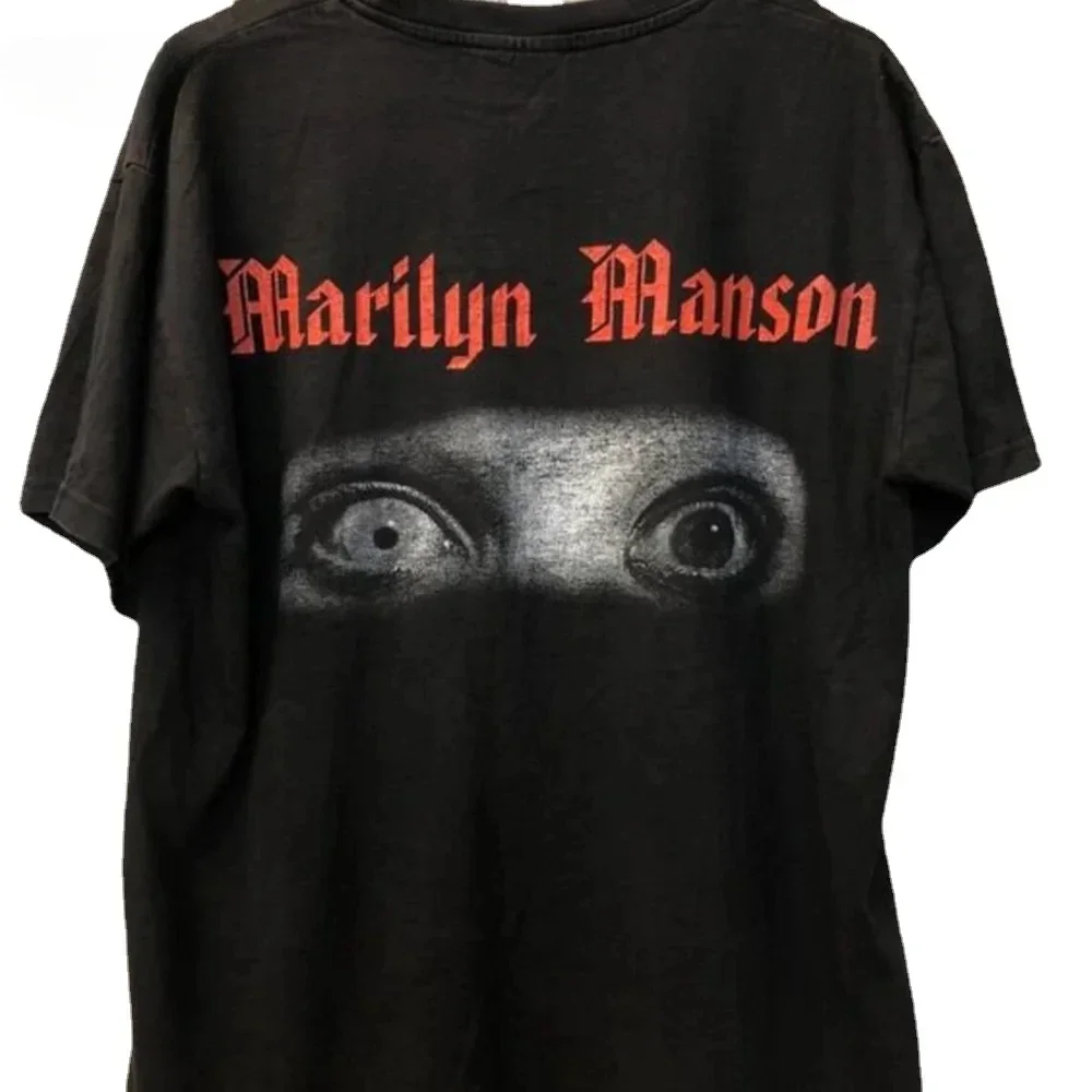 

Мужская Винтажная Футболка Marilyn Manson, черная футболка в стиле 90-х, с графическим принтом, большие размеры, уличная одежда в стиле Харадзюку,
