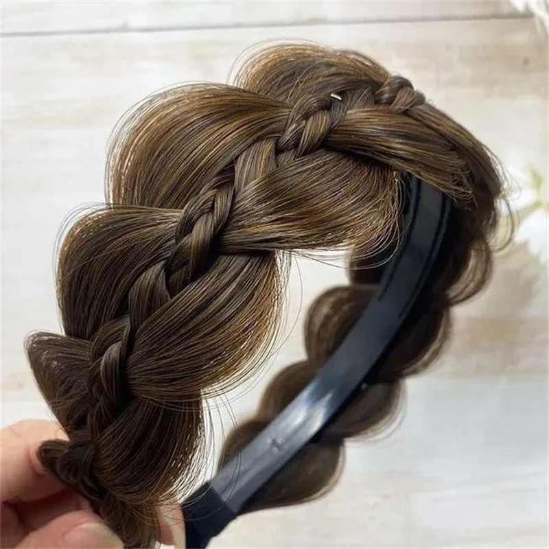 1 Piece Fishbone Braid Wig Hairband Vintage Women\'s Handmade Styling Non-slip Headband Bridal Gift Hair Accessories