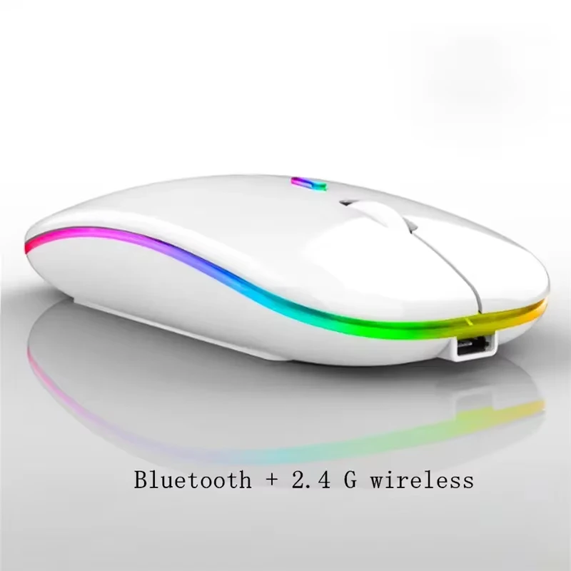 Rechargeable Bluetooth wireless mouse Mini wireless optical 1600DPI RGB wireless mouse suitable for laptop PC