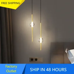 Crystal Led Pendant Light for Bedroom Bedside Hotel Entrance Hanging Lamp Home Indoor Decoration Modern Decor Suspension Lustres