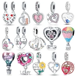 Hot 100% 925 Sterling Silver Love Mother and Daughter Charms Fit 925 Original Bracelets DIY Jewelry Making For Women Gift