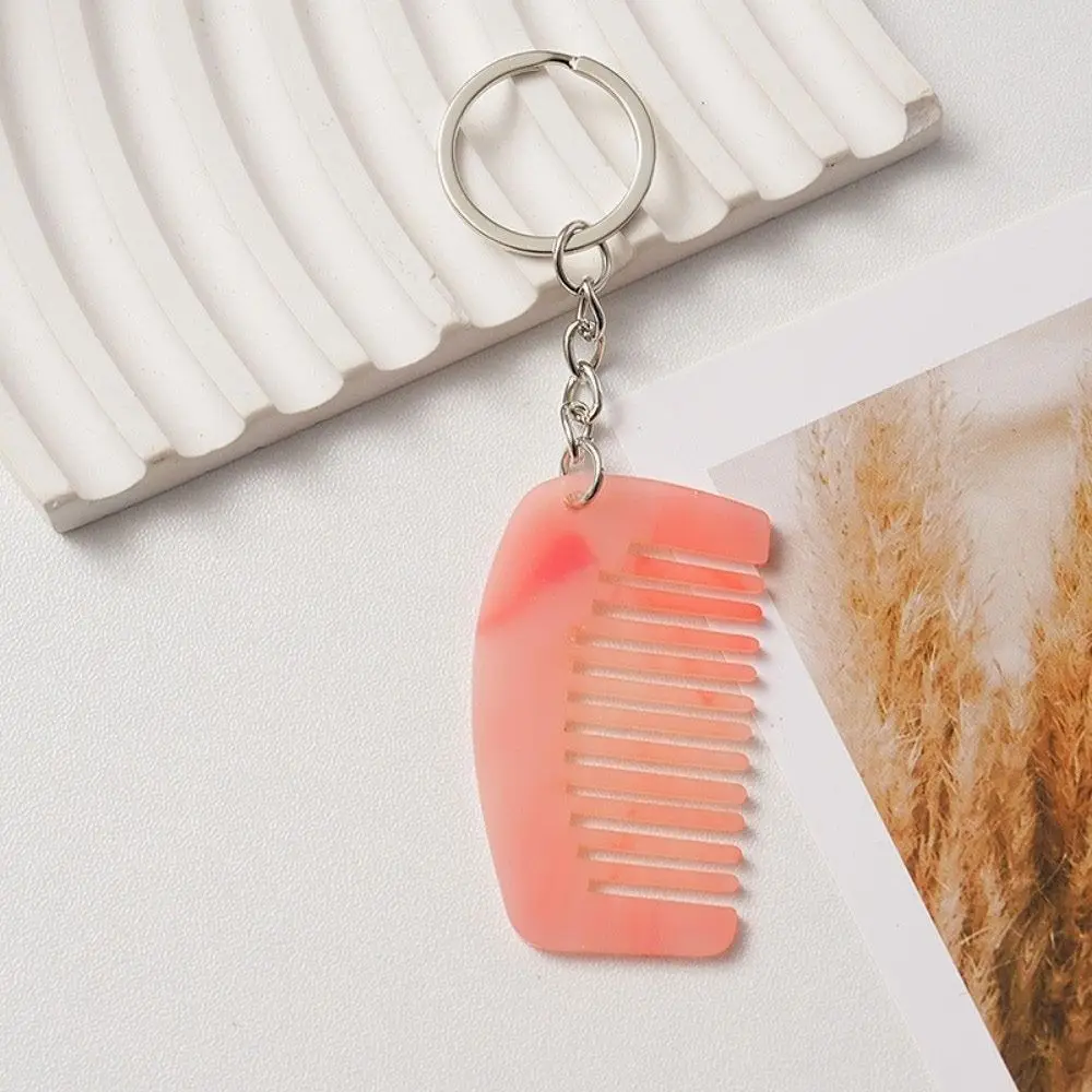 Fashion Accessory Mini Comb Keychain Comb Colorful Resin Key Chain Hanging Ornament Keyring For Men Women