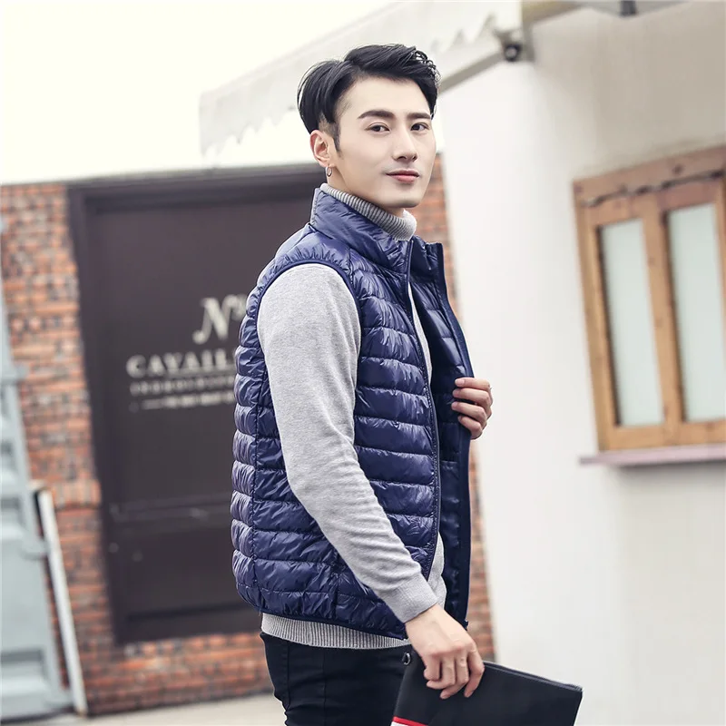 Lightweight down Vest Men's Clothing Durable ex Long Sle White Du Feather Filled Thin lin Jaet for Autumn