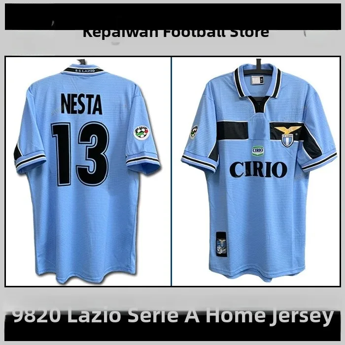 قميص Lazio Home Fan Version irt Serie a League Fooall Kit Nesta Jersey بأكمام قصيرة للرجال، سلع رياضية قابلة للتخصيص