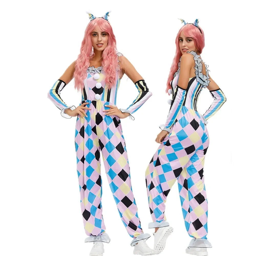 

New Arrival Adult Circus Clown Quinn Honey Joker Costume Women Halloween Party Horror Ghosts Cosplay Jumpsuit