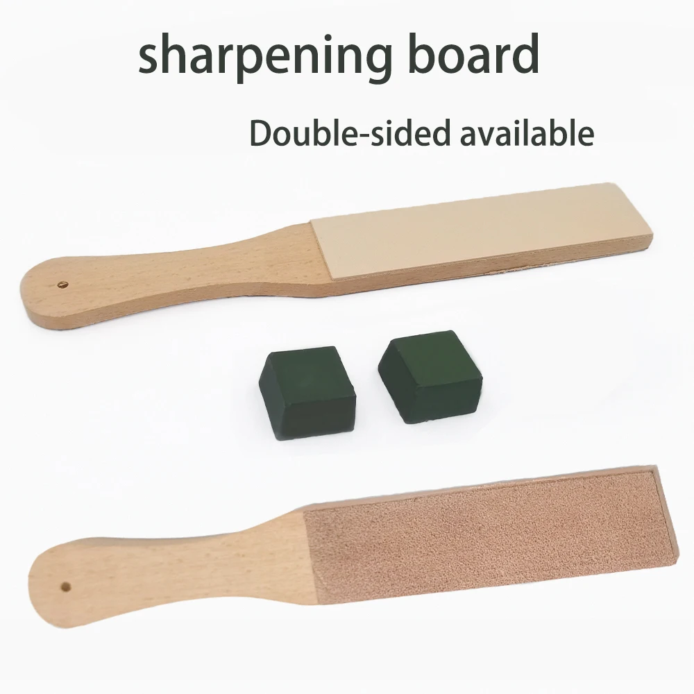 

Wooden Handle Leather Sharpening Strop Handmade Razor Polishing Board For Razor Knives Double Sided Home Sharpening Tool