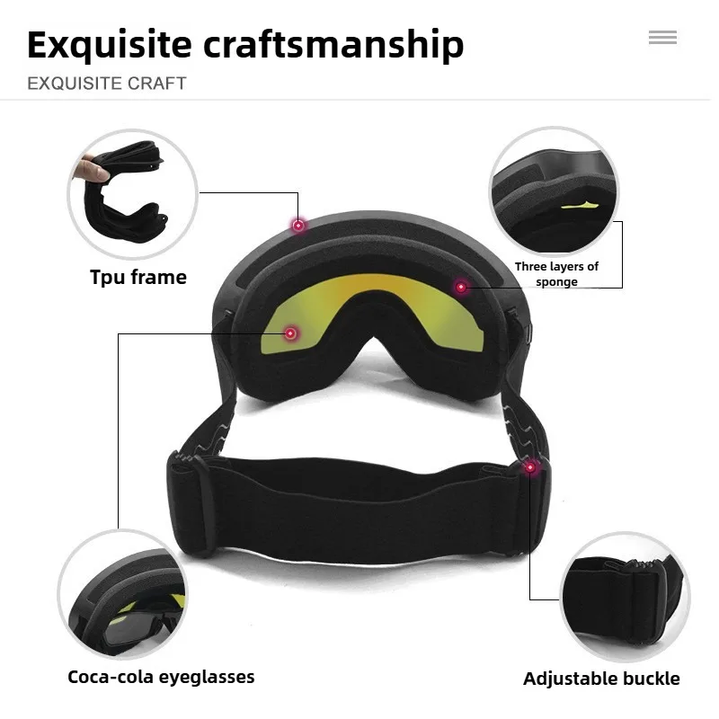 Anti Fog Ski Goggles for Men Women Double Lens Snowboard Glasses with UV Protection Wide View for Winter Sports