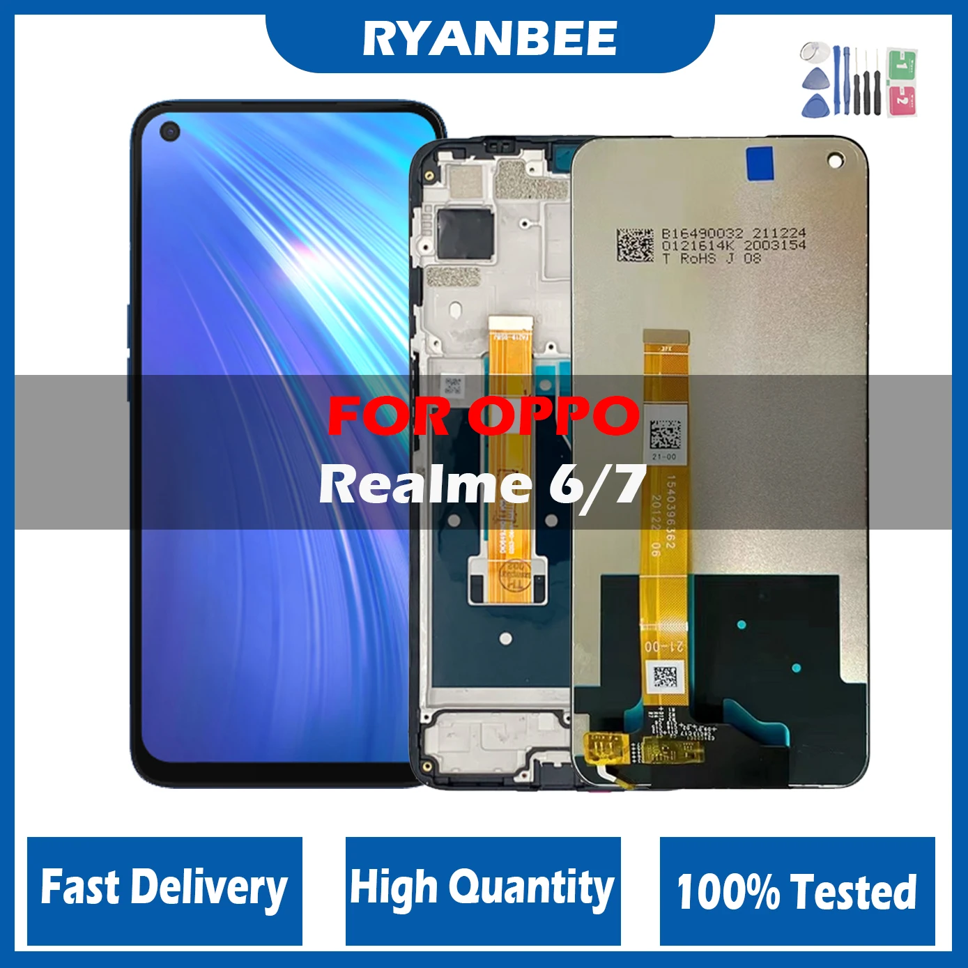 Pantalla LCD Original de 6,5 "para Oppo Realme 6 RMX2001 realme 7 RMX2155, montaje de digitalizador con pantalla táctil, repuesto