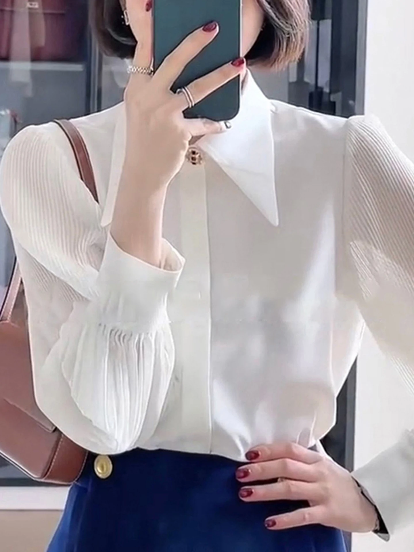 엘레 롱 스웨트 퓨어 컬러 심플 디자인 여성 패션 탑 출퇴근룩 슬레 한국 버전 루즈핏 레귤러 길이