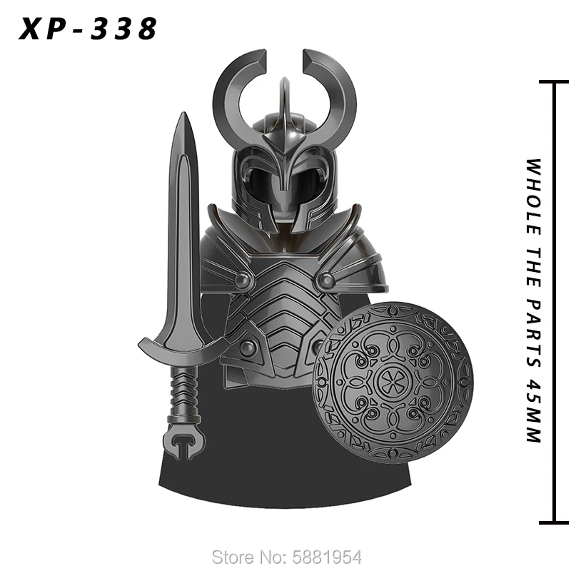Koruit Medieval Knight Asgard Soldier Weapons Action Figures Accessories Armor Helmets Building Blocks Toys For Children KT1044
