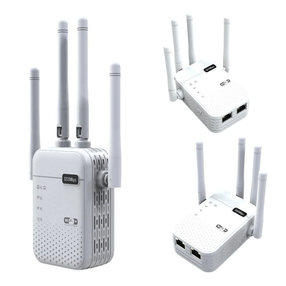 

1200Mbps WiFi Signal Booster 4 External Antennas 5GHz & 2.4GHz Dual-Band Internet Extender for Home Office