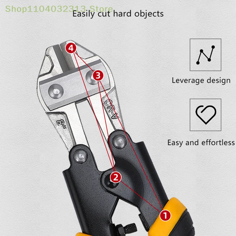 قاطع مسامير عالي التحمل للأقفال، قاطع قفل السلسلة، سياج الارتباط، أدوات قطع غيار الآلات الموسيقية الإلكترونية، 8 بوصة